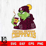 Central Michigan Chippewas Grinch Leopard Christmas Cut Files Cricut, Svg Dxf Eps Png file, Digital download , Silhouette