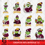 Central Michigan Chippewas Grinch NCAA Bundle 12 SVG Eps Dxf Png File, Digital Download, Instant Download