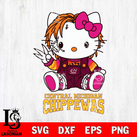 Central Michigan Chippewas Hello Kitty Horror Svg Eps Dxf Png File, Digital Download