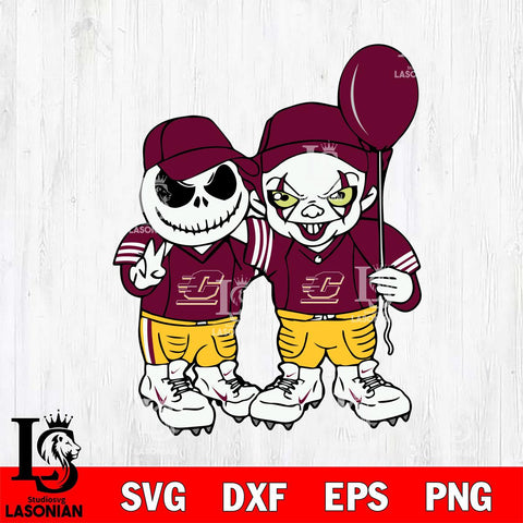 Central Michigan Chippewas Jack Skellington And Pennywise Football Svg Eps Dxf Png File, NCAA svg, Digital Download, Instant Download