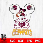 Central Michigan Chippewas Mickey Heart Rugby Svg Eps Dxf Png File, Digital Download ,Instant Download, Cricut File