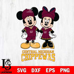 Central Michigan Chippewas Mickey Minnie Rugby Svg Eps Dxf Png File, NCAA svg , File Cut , Digital Download , Instant Download, Cut Svg Files