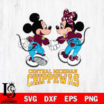 Central Michigan Chippewas Mickey Minnie Valentine Rugby Svg Eps Dxf Png File, Digital Download ,Instant Download, Cricut File