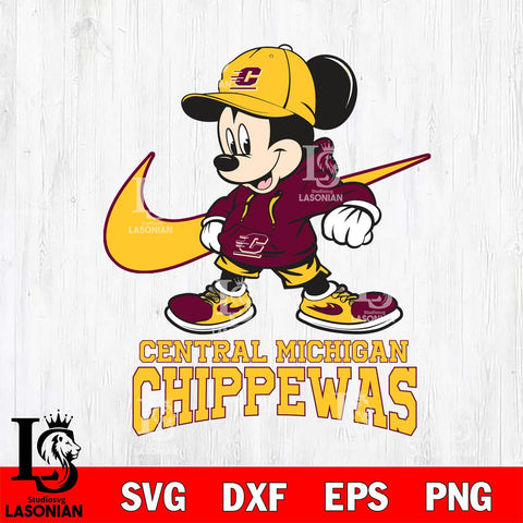 Central Michigan Chippewas Mickey Mouse NIKE, Svg Eps Dxf Png File, Digital Download