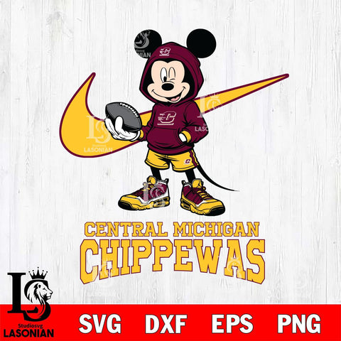 Central Michigan Chippewas Mikey Mouse Disney NIKE, Svg Eps Dxf Png File, Digital Download