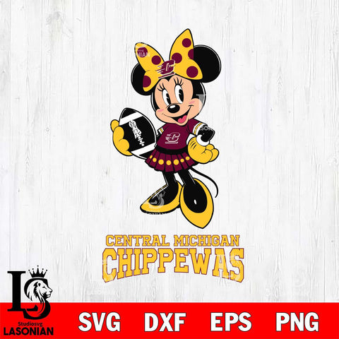 Central Michigan Chippewas Minnie Mouse, Svg Eps Dxf Png File, Digital Download