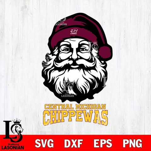 Central Michigan Chippewas Santa Claus Christmas Svg dxf eps png pdf file,NCAA svg,Digital Download,Cricut file