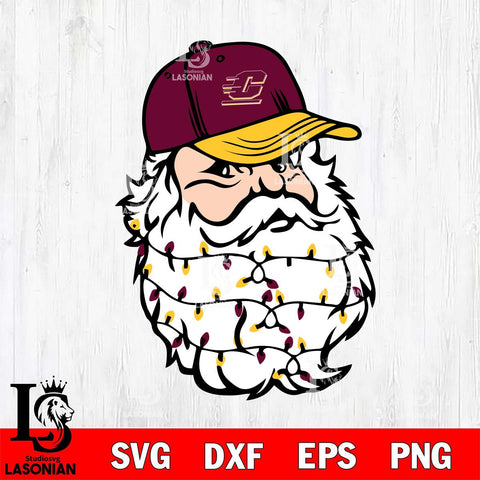 Central Michigan Chippewas Santa Claus Face Svg dxf eps png pdf file,NCAA svg,Digital Download,Cricut file