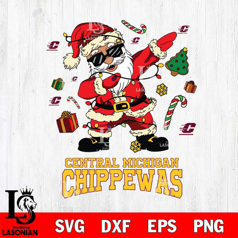 Central Michigan Chippewas Santa Claus Football Svg dxf eps png pdf file,NCAA svg,Digital Download,Cricut file