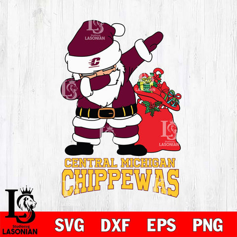 Central Michigan Chippewas Santa Dabbing Christmas Svg dxf eps png pdf file,NCAA svg,Digital Download,Cricut file