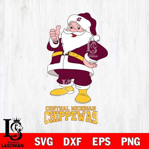 Central Michigan Chippewas Santa claus Svg dxf eps png pdf file,NCAA svg,Digital Download,Cricut file