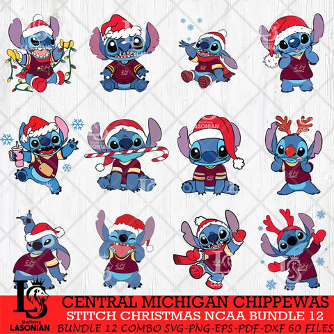 Central Michigan Chippewas Stitch Christmas NCAA Bundle 12 Svg Eps Dxf Png File, Digital Download, Instant Download