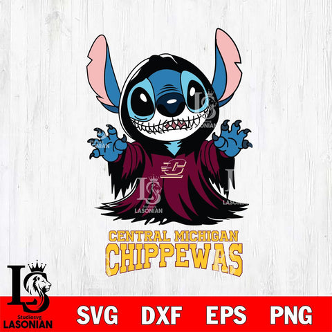 Central Michigan Chippewas Stitch Ghost Svg Eps Dxf Png File, NCAA svg, Digital Download, Instant Download