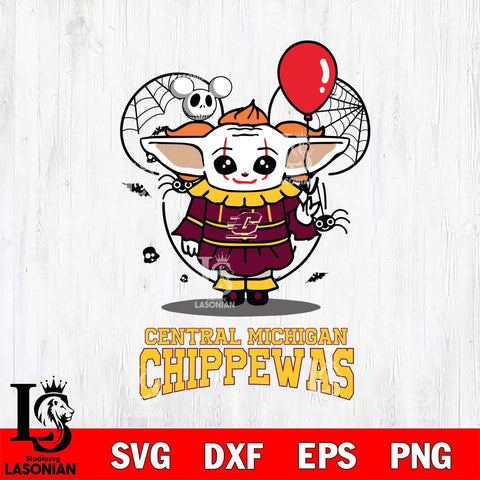 Central Michigan Chippewas Stitch Pennywise Halloween Svg Eps Dxf Png File, Digital Download, Instant Download