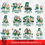 Charlotte 49ers Bluey & Bingo Bundle 12 SVG Svg Eps Dxf Png File, Bundle NCAA svg, Digital Download, Instant Download