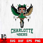 Charlotte 49ers Anglel Black Fan Girl Betty Boop, Svg Eps Dxf Png File, Digital Download