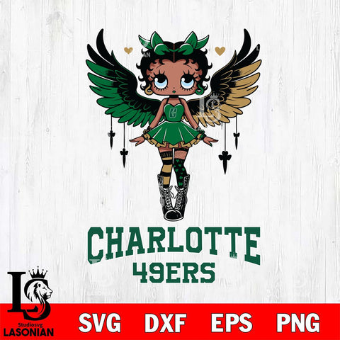 Charlotte 49ers Anglel Black Fan Girl Betty Boop, Svg Eps Dxf Png File, Digital Download