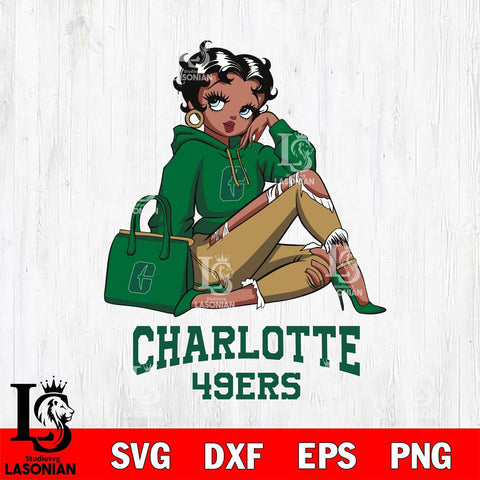 Charlotte 49ers Awesome Black Fan Girl Betty Boop, Svg Eps Dxf Png File, Digital Download