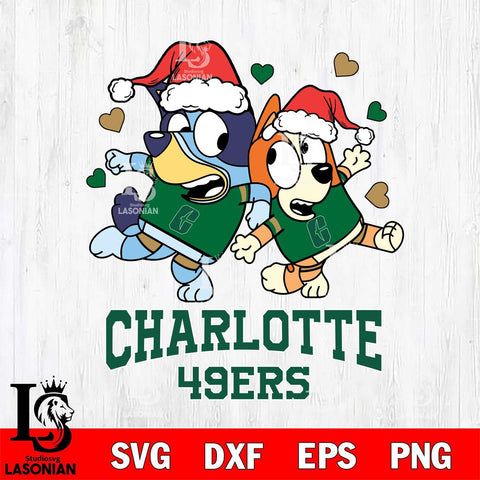 Charlotte 49ers Bluey Christmas NFL Svg Eps Dxf Png File, Digital Download