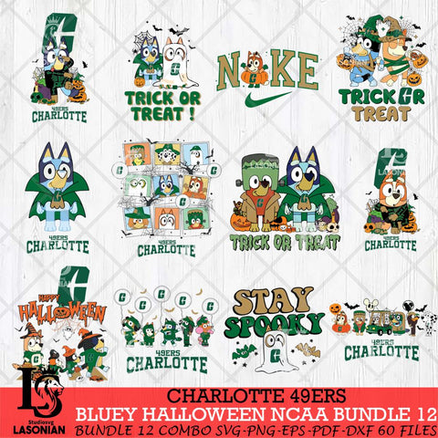 Charlotte 49ers Bluey Halloween NCAA 12 SVG Eps Dxf Png File, Bundle NCAA svg, Digital Download, Instant Download