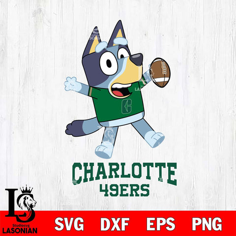 Charlotte 49ers Bluey Sport Football Svg Eps Dxf Png File,NCAA Svg Files,Bluey svg ,Digital Download ,Instant Download, Cricut File