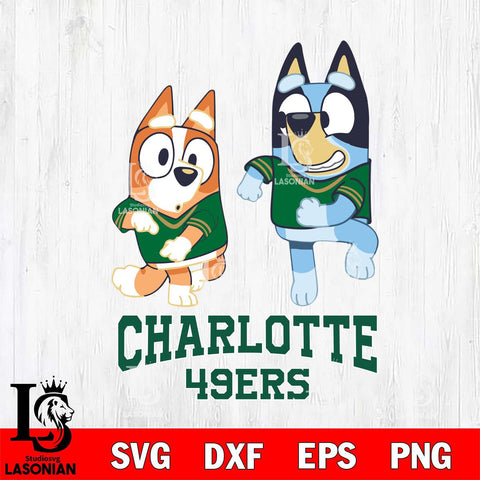 Charlotte 49ers Bluey with Chilli Dance Svg Eps Dxf Png File, Digital Download, Instant Download