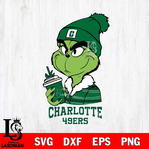 Charlotte 49ers Boujee Grinch Christmas Cut Files Cricut, Svg Dxf Eps Png file, Digital download , Silhouette