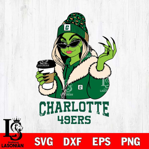 Charlotte 49ers Boujee Grinch Girls Christmas Cut Files Cricut, Svg Dxf Eps Png file, Digital download , Silhouette