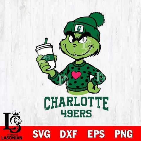 Charlotte 49ers Boujee Grinch Heart Christmas Cut Files Cricut, Svg Dxf Eps Png file, Digital download , Silhouette