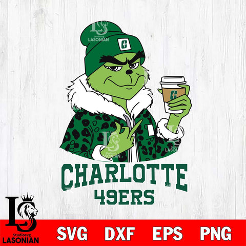 Charlotte 49ers Boujee Grinch Leopard Christmas Cut Files Cricut, Svg Dxf Eps Png file, Digital download , Silhouette