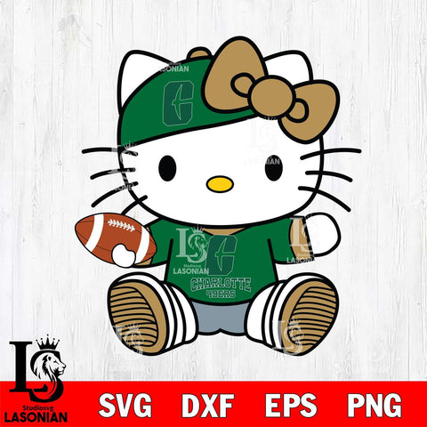 Charlotte 49ers Cute Hello Kitty Football 11 Svg Eps Dxf Png File, NCAA svg, Digital Download, Instant Download