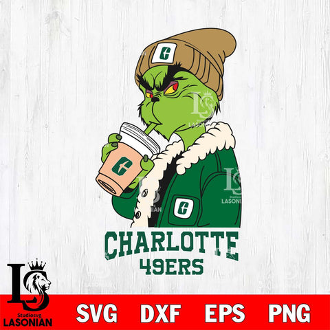 Charlotte 49ers Grinch Bougie Football Svg Eps Dxf Png File, Digital Download, Instant Download