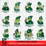 Charlotte 49ers Grinch Christmas NCAA Bundle 12 Svg Eps Dxf Png File,Cricut files, Digital Download, Instant Download