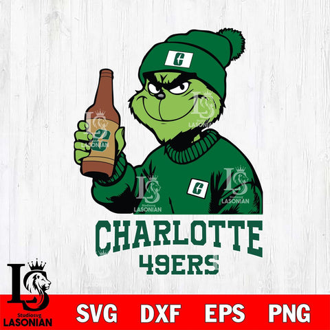 Charlotte 49ers Grinch Drinking Beer Christmas Cut Files Cricut, Svg Dxf Eps Png file, Digital download , Silhouette