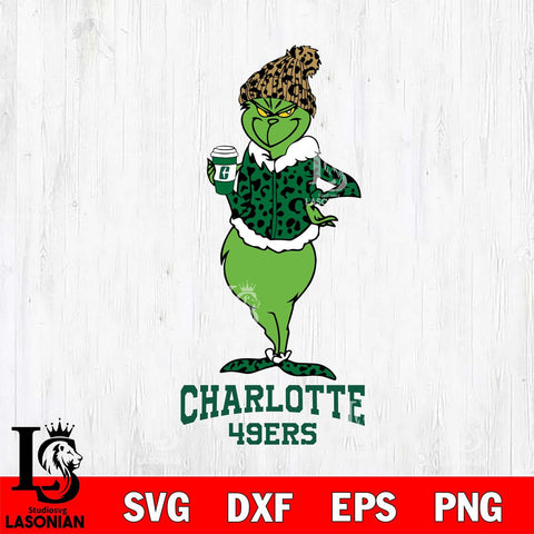 Charlotte 49ers Grinch Leopard Coffee Svg Eps Dxf Png File, Digital Download, Instant Download