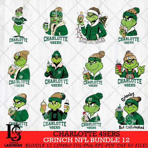 Charlotte 49ers Grinch NCAA Bundle 12 SVG Eps Dxf Png File, Digital Download, Instant Download