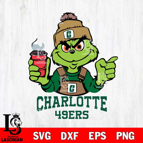 Charlotte 49ers Grinch with coffee Svg Eps Dxf Png File, Digital Download, Instant Download