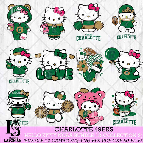 Charlotte 49ers Hello Kitty Bundle 12 SVG Svg Eps Dxf Png File, Digital Download, Instant Download