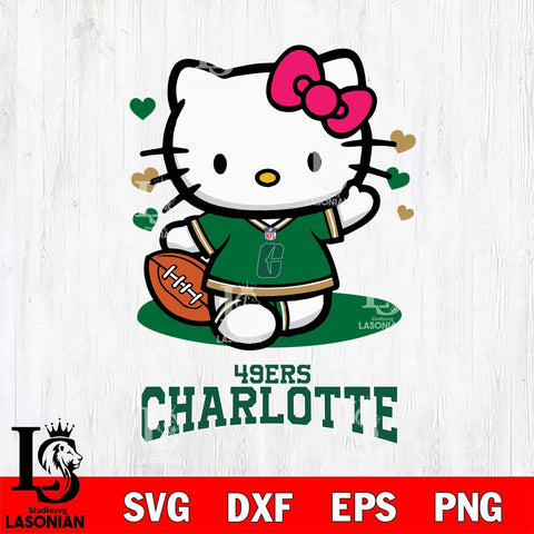 Charlotte 49ers Hello Kitty NCAA 3 Svg Eps Dxf Png File, Digital Download, Instant Download