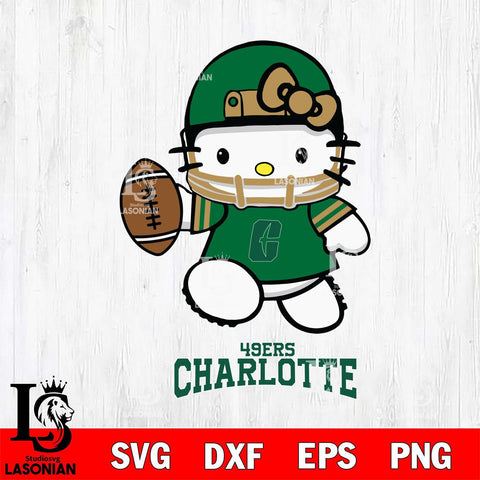 Charlotte 49ers Hello Kitty NCAA 4 Svg Eps Dxf Png File, Digital Download, Instant Download