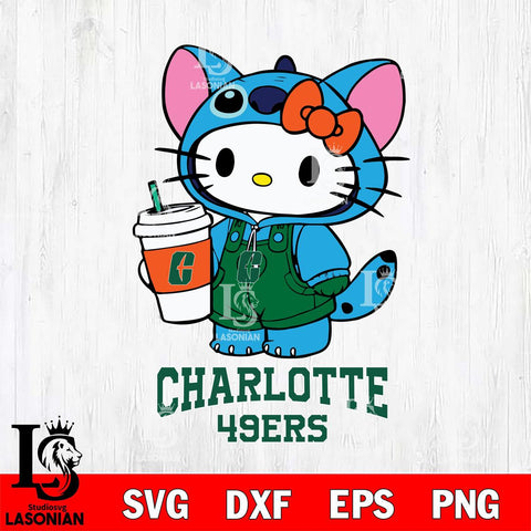 Charlotte 49ers Hello Kitty Stitch Svg Eps Dxf Png File, NCAA svg, Digital Download, Instant Download