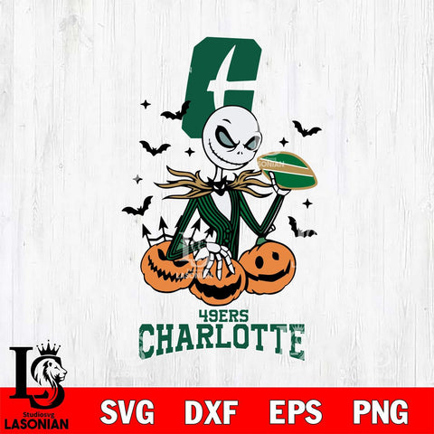 Charlotte 49ers Jack Skellington 2 halloween Svg Eps Dxf Png File, NCAA svg, Digital Download, Instant Download