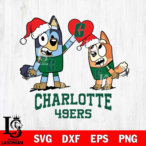 Charlotte 49ers Love Bluey Christmas Svg Eps Dxf Png File, Digital Download