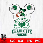 Charlotte 49ers Mickey Heart Rugby Svg Eps Dxf Png File, Digital Download ,Instant Download, Cricut File