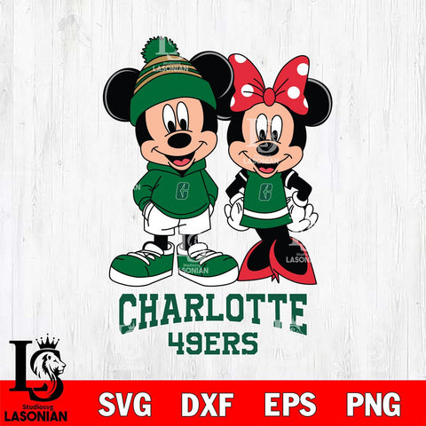 Charlotte 49ers Mickey Minnie Mouse Cute Football Svg Eps Dxf Png File, NCAA svg , File Cut , Digital Download , Instant Download, Cut Svg Files