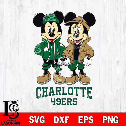 Charlotte 49ers Mickey Minnie Mouse Football Svg Eps Dxf Png File, NCAA svg , File Cut , Digital Download , Instant Download, Cut Svg Files