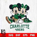 Charlotte 49ers Mickey Minnie Mouse Football Sit Svg Eps Dxf Png File, NCAA svg , File Cut , Digital Download , Instant Download, Cut Svg Files