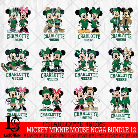 Charlotte 49ers Mickey Minnie Mouse NCAA Bundle 12 Svg Eps Dxf Png File, Bundle NCAA svg , File Cut , Digital Download , Instant Download, Cut Svg Files