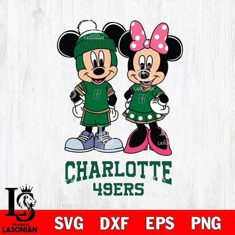 Charlotte 49ers Mickey Minnie Mouse Pink Svg Eps Dxf Png File, NCAA svg , File Cut , Digital Download , Instant Download, Cut Svg Files