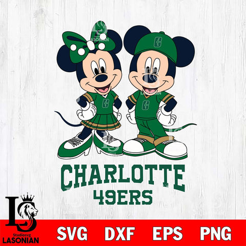 Charlotte 49ers Mickey Minnie Mouse rugby ball Svg Eps Dxf Png File, NCAA svg , File Cut , Digital Download , Instant Download, Cut Svg Files